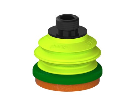 Przysawka piGRIP, warga piankowa, Ø50 mm, pianka NR (mocna), 1 mieszek, podstawa typ 1, gwint niski G3/8" zew., dysk filtracyjny (G.FLI50F.B1.S1.GL38M.02) (9942952) - Piab