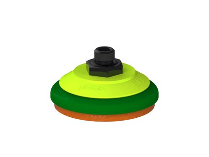Przysawka piGRIP, warga piankowa, Ø70 mm, pianka NR (mocna), bez mieszków, podstawa typ 1, G1/4" zew., piSAVE, dławik 1,0 mm (G.FLI70F.F.S1.G14M.04) (9948802) - Piab
