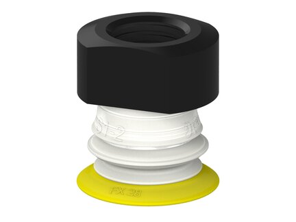 Przysawka piGRIP, warga elastyczna, Ø28 mm, TPE 30°, 1 mieszek, podstawa typ 1, NPSF 3/8" wew., dysk filtracyjny, FDA (G.FX28T30.B1.S1.NS38F.02.FDA) (9923056) - Piab