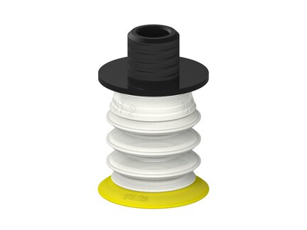 Przysawka piGRIP, warga elastyczna, Ø28 mm, TPE 30°, 3 mieszki, podstawa typ 1, gwint niski NPT 1/4" zew., dysk filtracyjny, FDA (G.FX28T30.B3.S1.NTL14M.02.FDA) (9906382) - Piab