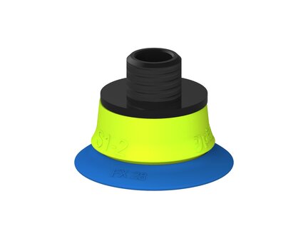 Przysawka piGRIP, warga elastyczna, Ø28 mm, TPE 50°, bez mieszków, podstawa typ 1, gwint niski NPT 1/8" zew., filtr siatkowy (G.FX28T50.F.S1.NTL18M.01) (9907750) - Piab