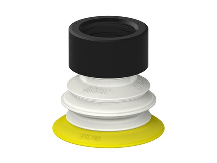 Przysawka piGRIP, warga elastyczna, Ø39 mm, TPE 30°, 1 mieszek, podstawa typ 1, G1/2" wew., dysk filtracyjny, FDA (G.FX39T30.B1.S1.G12F.02.FDA) (9909964) - Piab