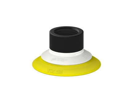 Przysawka piGRIP, warga elastyczna, Ø55 mm, TPE 30°, bez mieszków, podstawa typ 1, G1/2" wew., filtr siatkowy, FDA (G.FX55T30.F.S1.G12F.01.FDA) (9966019) - Piab