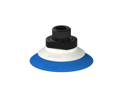 Przysawka piGRIP, warga elastyczna, Ø55 mm, TPE 50°, bez mieszków, podstawa typ 1, G3/8" zew., filtr siatkowy, FDA (G.FX55T50.F.S1.G38M.01.FDA) (9904032) - Piab