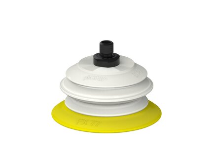 Przysawka piGRIP, warga elastyczna, Ø77 mm, TPE 30°, 1 mieszek, podstawa typ 1, gwint M10 zew., filtr siatkowy, FDA (G.FX77T30.B1.S1.MM10M.01.FDA) (9935686) - Piab