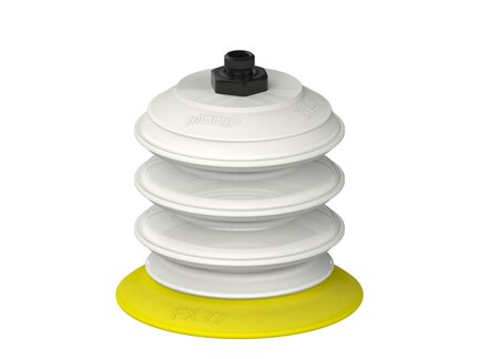 Przysawka piGRIP, warga elastyczna, Ø77 mm, TPE 30°, 3 mieszki, podstawa typ 1, G1/8" zew., dysk filtracyjny, FDA (G.FX77T30.B3.S1.G18M.02.FDA) (9917078) - Piab