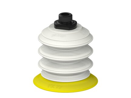 Przysawka piGRIP, warga elastyczna, Ø77 mm, TPE 30°, 3 mieszki, podstawa typ 1, G3/8" zew.,, FDA (G.FX77T30.B3.S1.G38M.00.FDA) (9926666) - Piab