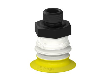 Przysawka piGRIP Ø30 mm, 1 mieszek, podstawa typ 1, G1/4" zew., piSAVE, dławik 1,0 mm, FDA (G.FXI30T30.B1.S1.G14M.04.FDA) (9949012) - Piab