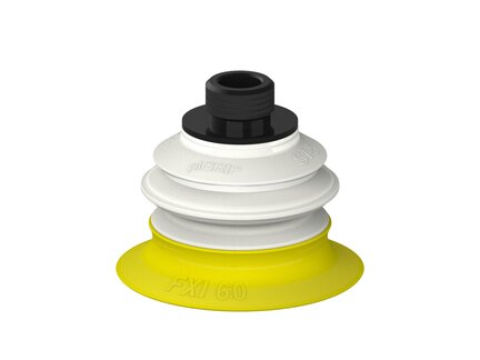 Przysawka piGRIP Ø60 mm, 1 mieszek, podstawa typ 1, gwint niski G3/8" zew., filtr siatkowy, FDA (G.FXI60T30.B1.S1.GL38M.01.FDA) (9970083) - Piab