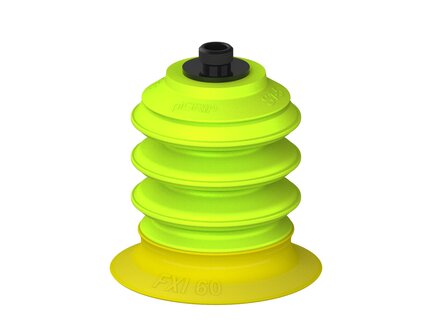 Przysawka piGRIP, warga elastyczna wzmocniona, Ø60 mm, 3 mieszki, podstawa typ 1, gwint niski G 1/8" zew., filtr siatkowy (G.FXI60T30.B3.S1.GL18M.01) (9971416) - Piab