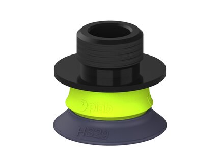 Przysawka piGRIP, warga do gorących pow., Ø29 mm, HNBR 50°, bez mieszków, podstawa typ 1, gwint niski G3/8" zew., filtr siatkowy (G.HS29HN50.F.S1.GL38M.01) (9916688) - Piab