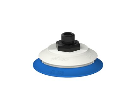Przysawka piGRIP warga standard Ø70 mm, TPE 50°, bez mieszków, podstawa typ 1, G1/4" zew., piSAVE 04/60 (G.S70T50.F.S1.G14M.14.FDA) (9948581) - Piab
