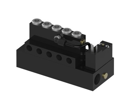 Eżektor wieloobwodowy MCE, dysza Ø0,85 mm, 4 obwody, zas. zaworu NC (MCE.010.15.MSB) (9972061) - Piab