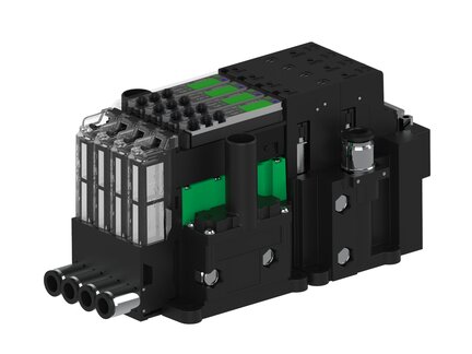 Eżektor piCOMPACT10X MICRO dod.poziom podciśnienia, podwójny, 4 kanały, 2xzłącze Ø6, NC próżnia i przedmuch, (PC.X.MC2.S.CBA.S16.4X.26.EC.CCP26) (9942499) - Piab