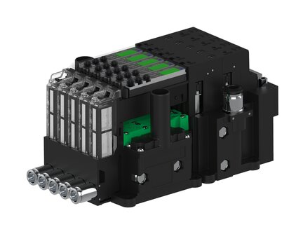 Eżektor piCOMPACT10X MICRO, niskie ciś. zasilania, pojedynczy, 5 kanałów, 2xzłącze Ø6, NC próżnia i przedmuch, (PC.L.MC1.S.AAA.S114.5X.26.EC.CCP26) (9916462) - Piab