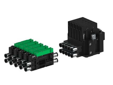 Eżektor piCOMPACT10X MICRO, niskie ciś. zasilania, pojedynczy, 5 kanałów, złącze Ø6, 2xzłącze Ø6, NC próżnia i przedmuch, (PC.L.MC1.S.CBX.X26.5B.26.EI.CCP26) (9924910) - Piab