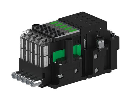 Eżektor piCOMPACT10X MICRO, niskie ciś. zasilania, podwójny, 5 kanałów, 2xzłącze Ø6, NC próżnia i przedmuch, (PC.L.MC2.S.DBA.S114.5X.26.EC.CCP26) (9915031) - Piab