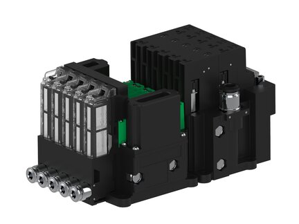 Eżektor piCOMPACT10X MICRO dod. wys, przepływ podciśnienia, podwójny, 5 kanałów, 2xzłącze Ø6, NC próżnia i przedmuch, (PC.T.MC2.S.CBX.X14.5X.26.EN.CCP26) (9921149) - Piab