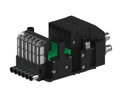 Eżektor piCOMPACT10X MICRO wys, przepływ podciśnienia, pojedynczy, 6 kanałów, 2xzłącze Ø6, NC próżnia i przedmuch, (PC.S.MC1.S.DBX.S16.6X.26.EC.CCP26) (9915986) - Piab