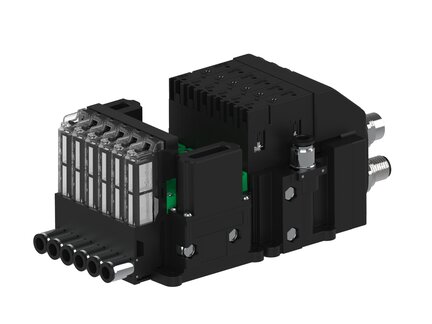 Eżektor piCOMPACT10X MICRO dod. wys, przepływ podciśnienia, pojedynczy, 6 kanałów, 2xzłącze Ø6, NC próżnia i przedmuch, (PC.T.MC1.S.CBX.S16.6X.26.EN.CCP26) (9922386) - Piab