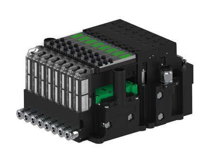 Eżektor piCOMPACT10X MICRO dod.poziom podciśnienia, pojedynczy, 8 kanałów, 2xzłącze Ø6, NC próżnia i przedmuch, (PC.X.MC1.S.CBA.S14.8X.26.EC.CCP44) (9956491) - Piab