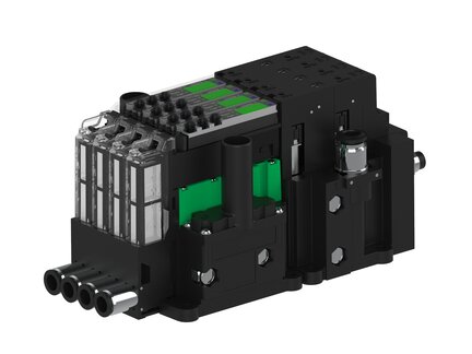 Eżektor piCOMPACT10X MICRO dod.poziom podciśnienia, podwójny, 4 kanały, 2xzłącze Ø6, NC próżnia i przedmuch, (PC.X.MC2.S.DBA.S16.4X.26.EC.CCNA) (9937265) - Piab