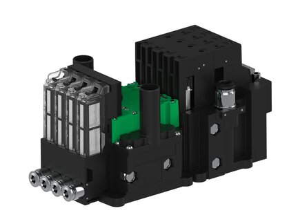 Eżektor piCOMPACT10X MICRO dod. wys, przepływ podciśnienia, podwójny, 4 kanały, 2xzłącze Ø6, NO próżnia, (PC.T.MC2.S.EBX.X14.4X.26.EC.OP26) (9958289) - Piab