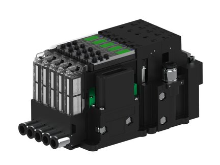 Eżektor piCOMPACT10X MICRO dod.poziom podciśnienia, pojedynczy, 5 kanałów, 2xzłącze Ø6, NC próżnia, (PC.X.MC1.S.EBA.S16.5X.26.EN.CP26) (9949601) - Piab