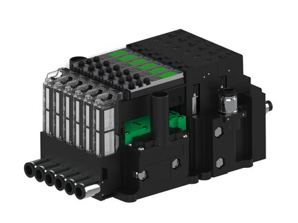 Eżektor piCOMPACT10X MICRO dod.poziom podciśnienia, pojedynczy, 6 kanałów, 2xzłącze Ø6, NC próżnia i przedmuch, (PC.X.MC1.S.CBA.S16.6X.26.EC.CCPA) (9937129) - Piab