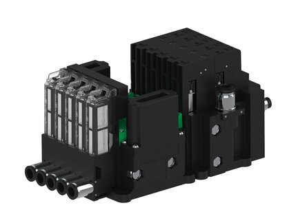Eżektor piCOMPACT10X MICRO dod. wys, przepływ podciśnienia, pojedynczy, 5 kanałów, 2xzłącze Ø6, NC próżnia i przedmuch, (PC.T.MC1.S.DBX.S16.5X.26.EN.CCPA) (9934416) - Piab