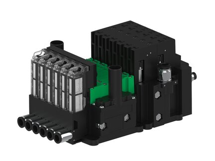 Eżektor piCOMPACT10X MICRO dod.poziom podciśnienia, podwójny, 6 kanałów, 2xzłącze Ø6, NC próżnia i przedmuch, (PC.X.MC2.S.CBX.S16.6X.26.EC.CCPA) (9925774) - Piab