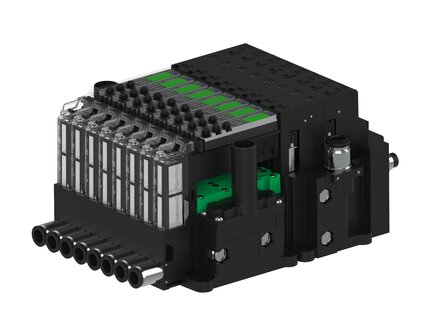 Eżektor piCOMPACT10X MICRO dod.poziom podciśnienia, pojedynczy, 8 kanałów, 2xzłącze Ø6, NC próżnia i przedmuch, (PC.X.MC1.S.AAA.S16.8X.26.EC.CCPA) (9919021) - Piab