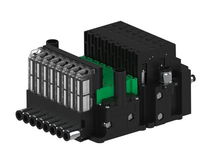 Eżektor piCOMPACT10X MICRO dod. wys, przepływ podciśnienia, podwójny, 8 kanałów, 2xzłącze Ø6, NC próżnia i przedmuch, (PC.T.MC2.S.DBX.S16.8X.26.EC.CCPA) (9924356) - Piab