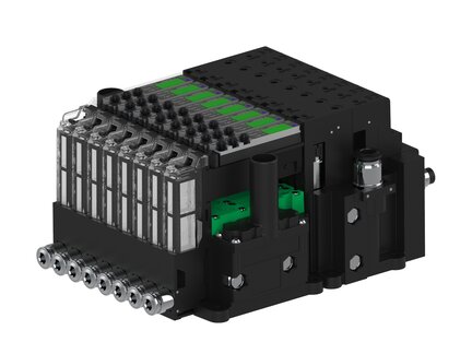 Eżektor piCOMPACT10X MICRO dod.poziom podciśnienia, pojedynczy, 8 kanałów, 2xzłącze Ø6, NC próżnia, (PC.X.MC1.S.EBA.S14.8X.26.EC.CPA) (9932098) - Piab
