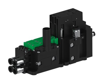 Eżektor piCOMPACT10X MICRO dod.poziom podciśnienia, pojedynczy, 2 kanały, złącze Ø6, NC próżnia i przedmuch, (PC.X.MC1.S.CBX.X26.2X.6.EC.CCPA) (9960971) - Piab