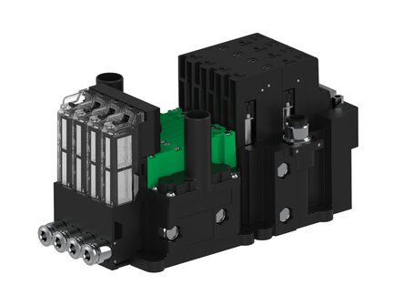 Eżektor piCOMPACT10X MICRO wys, przepływ podciśnienia, podwójny, 4 kanały, 2xzłącze 1/4", NC próżnia i przedmuch, (PC.S.MC2.S.CBX.S14.4X.214.EC.CCP26) (9969976) - Piab