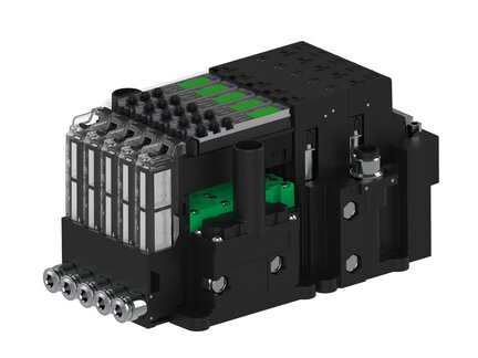 Eżektor piCOMPACT10X MICRO dod.poziom podciśnienia, pojedynczy, 5 kanałów, 2xzłącze 1/4", NC próżnia i przedmuch, (PC.X.MC1.S.DBA.X14.5X.214.EC.CCP26) (9923355) - Piab