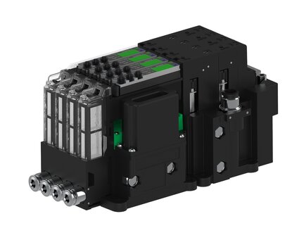 Eżektor piCOMPACT10X MICRO wys, przepływ podciśnienia, pojedynczy, 4 kanały, 2xzłącze 1/4", NC próżnia i przedmuch, (PC.S.MC1.S.CBA.S14.4X.214.EN.CCP26) (9944355) - Piab