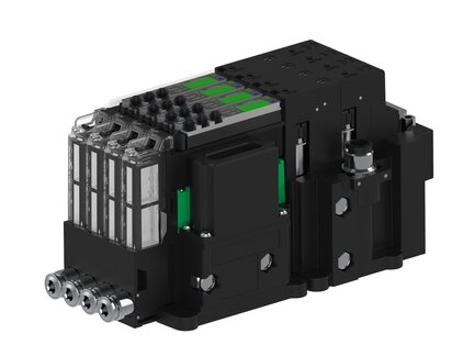 Eżektor piCOMPACT10X MICRO dod. wys, przepływ podciśnienia, podwójny, 4 kanały, 2xzłącze 1/4", NC próżnia i przedmuch, (PC.T.MC2.S.CBA.S14.4X.214.EN.CCN26) (9919156) - Piab