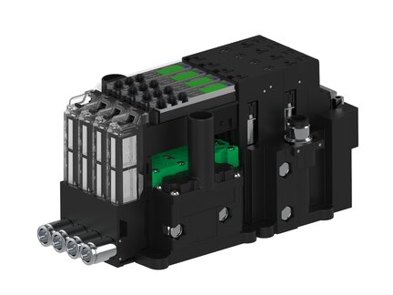 Eżektor piCOMPACT10X MICRO dod.poziom podciśnienia, pojedynczy, 4 kanały, 2xzłącze 1/4", NC próżnia i przedmuch, (PC.X.MC1.S.AAA.S114.4X.214.EC.CCP26) (9965221) - Piab