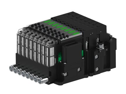 Eżektor piCOMPACT10X MICRO, niskie ciś. zasilania, pojedynczy, 8 kanałów, 2xzłącze 1/4", NC próżnia i przedmuch, (PC.L.MC1.S.AAA.S114.8X.214.EN.CCP44) (9920367) - Piab