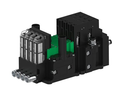 Eżektor piCOMPACT10X MICRO dod. wys, przepływ podciśnienia, podwójny, 4 kanały, 2xzłącze 1/4", NC próżnia i przedmuch, (PC.T.MC2.S.CBX.S114.4X.214.EC.CCPA) (9936760) - Piab