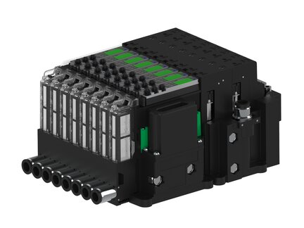 Eżektor piCOMPACT10X MICRO dod. wys, przepływ podciśnienia, podwójny, 8 kanałów, 2xzłącze 1/4", NC próżnia i przedmuch, (PC.T.MC2.S.CBA.S16.8X.214.EN.CCP44) (9930724) - Piab