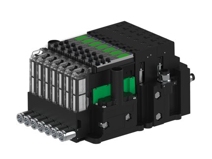 Eżektor piCOMPACT10X MICRO dod. wys, przepływ podciśnienia, podwójny, 7 kanałów, 2xzłącze 1/4", NC próżnia i przedmuch, (PC.T.MC2.S.BAA.S114.7X.214.EC.CCPA) (9932029) - Piab