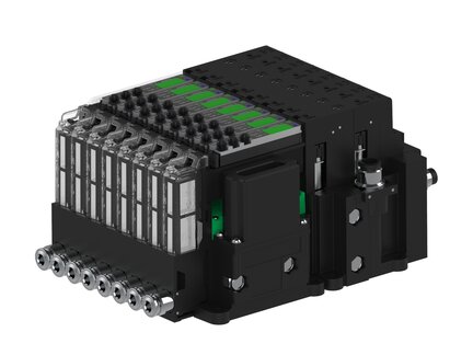 Eżektor piCOMPACT10X MICRO, niskie ciś. zasilania, pojedynczy, 8 kanałów, 2xzłącze 1/4", NC próżnia i przedmuch, (PC.L.MC1.S.CBA.S14.8X.214.EN.CCPA) (9973919) - Piab