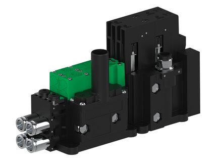 Eżektor piCOMPACT10X MICRO dod.poziom podciśnienia, podwójny, 2 kanały, złącze 1/4", NC próżnia i przedmuch, (PC.X.MC2.S.CBX.X214.2X.14.EC.CCP6) (9915075) - Piab