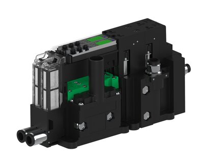 Eżektor piCOMPACT10X MICRO dod.poziom podciśnienia, pojedynczy, 2 kanały, złącze 1/4", NC próżnia i przedmuch, (PC.X.MC1.S.DBA.X16.2X.14.EC.CCPA) (9928608) - Piab