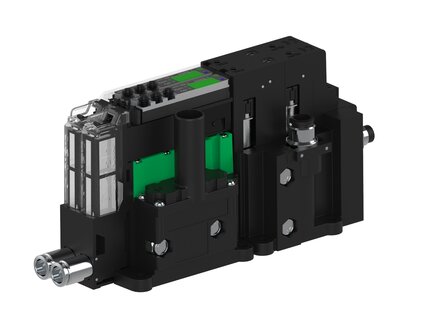 Eżektor piCOMPACT10X MICRO dod.poziom podciśnienia, podwójny, 2 kanały, złącze 1/4", NC próżnia i przedmuch, (PC.X.MC2.S.CBA.S114.2X.14.EC.CCPA) (9918490) - Piab