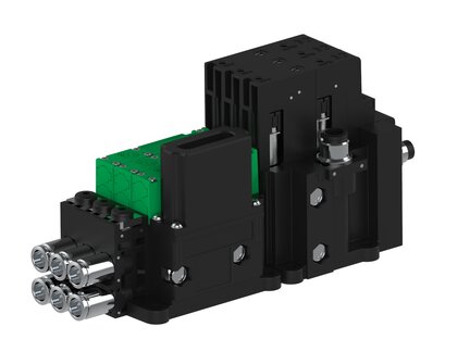 Eżektor piCOMPACT10X MICRO dod. wys, przepływ podciśnienia, podwójny, 3 kanały, złącze 1/4", NC próżnia i przedmuch, (PC.T.MC2.S.CBX.X214.3X.14.EN.CCNA) (9918916) - Piab