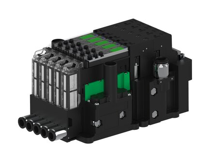Eżektor piCOMPACT10X MICRO wys, przepływ podciśnienia, podwójny, 5 kanałów, 2xzłącze Ø8, NC próżnia i przedmuch, (PC.S.MC2.S.CBA.S16.5X.28.EC.CCP26) (9955263) - Piab